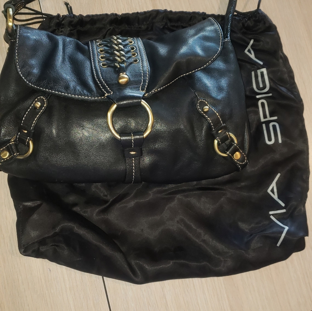Via Spiga Black Leather Bag with Dust Bag